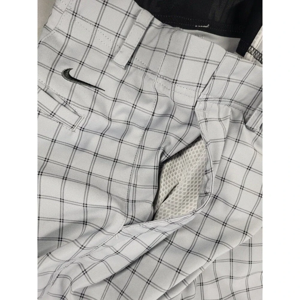 Nike Golf Men's Dri-FIT Wolf Grey Windowpane Plaid Flat Front Chino Shorts